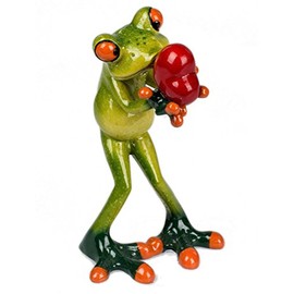 Decorative Figurine Frog in Love with Heart Green Height 14 cm Width 7 cm Poly Formano
