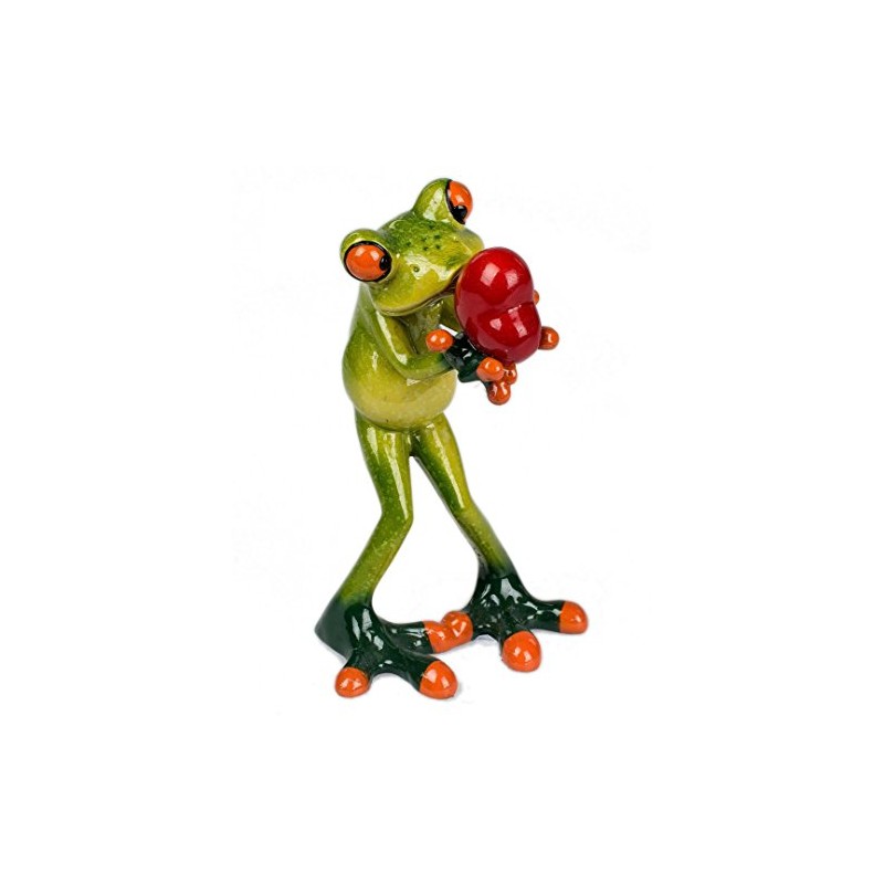 Decorative Figurine Frog in Love with Heart Green Height 14
