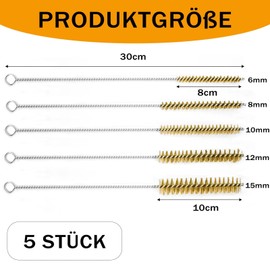 CONJURAIDE Pack of 5 Brass Pipe Cleaning Brush, Steel Brush, Pipe Brush, Brass Brush, Small Wire Brush, Brass Round Hose Brush, Pipe Cleaning Brush, Borehole Brush for Pipe Cleaning Slag