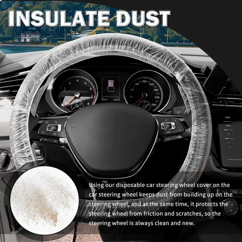 100PCS Car Disposable Steering Wheel Covers,Plastic Steering Wheel Cover Provides
