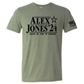 Nature V Society Alex Jones 2024 T-Shirt - Save The Frogs Meme Tshirt, Patriotic Lizard People - (Green, Large)