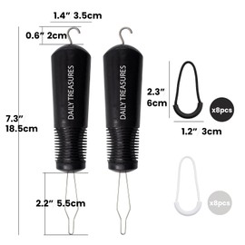 Daily Treasures 2pack Button Hook and Zipper Pull, Button Hook for Seniors with 8Pcs Zipper Pulls,Button Assist Tool,Button Assist Device with Non-Slip Ribbed Handle for Seniors and Disabilities
