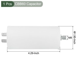 YOKIVE 60uF CBB60 Capacitor with 4 Pins, AC 250V(White)