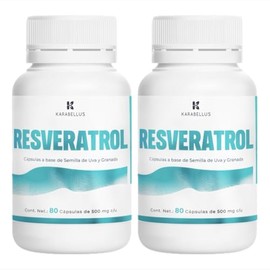 Resveratrol Duo Pack, Cápsulas de 500 mg, 80 Cápsulas por Frasco (160 Cápsulas) Karabellus