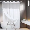 White Split Shower Curtain for Bath Transfer Benches, Polyester Fabric