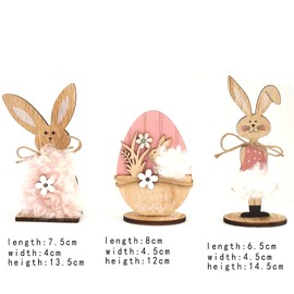 HERZWILD Easter Bunny Stand, Easter Bunny Decoration, Wooden Easter Decoration, Wooden Rabbit Decoration Stand for Easter, Easter Decoration, Garden, Easter Bunny Decoration Wood (B -3 Pieces)