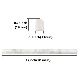 Jusmioke 15 Pack 0.5"X12" Carrara White Marble Pencil Liner Tile, Polished Marble Tile Edge Trim for Kitchen Backsplash, Bathroom and Shower Walls (Carrara White (0.5''x12''))