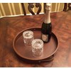 HofferRuffer Top Nocth PU Leather Round Serving Tray, Decorative Serving