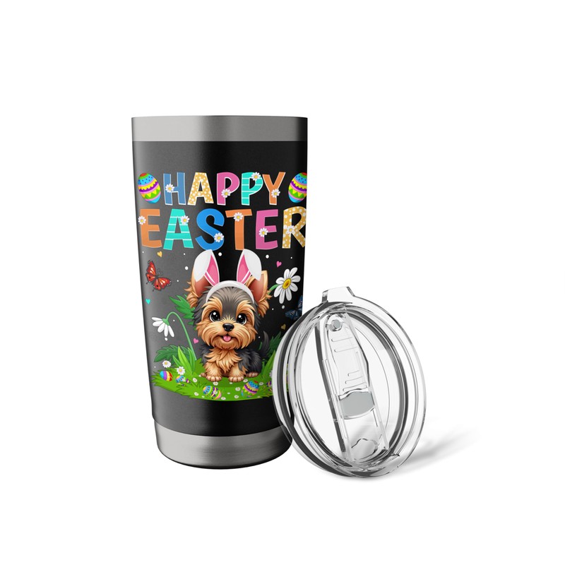 Yorkie Dog Happy Easter Egg Hunt Bunny Ear Easter Sunday