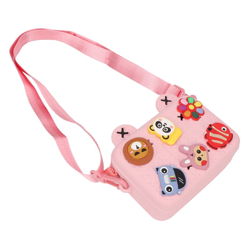 Kids Single Shoulder Camera Bag DIY Cartoon Decors Shock Absorbing