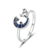 DWJSu Moon And Star Cat Adjustable Open Tail Finger Sterling