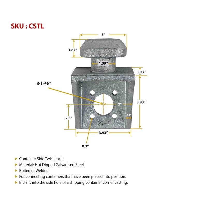 Mytee Products Shipping Containers Side Twist Lock - Hot Dipped