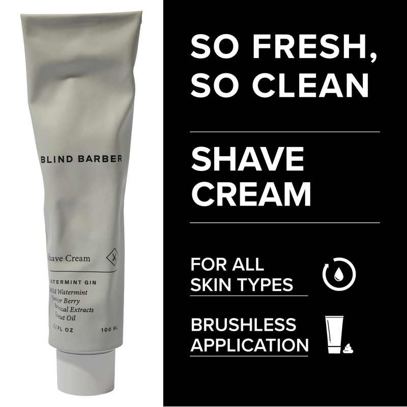 Blind Barber Watermint Gin Shave Cream - Creamy Beard Lather