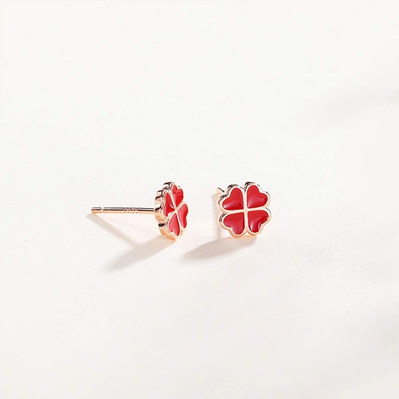 MIKAMU Women's Earrings, Finest, 925 Silver, Popular, Clover, Good Luck,