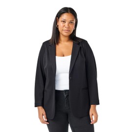Zizzi Women's Plus Sizes Blazer Long Sleeves Stretch Size, black