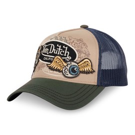 Von Dutch Unisex Adjustable Trucker Cap Khaki Beige Navy One Size, Khaki / Beige / Navy Blue, Unit size