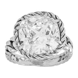 Silpada 'Braided Brilliance' Cubic Zirconia Cocktail Ring in Sterling Silver, Size 11, Size 11