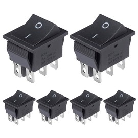 VEXUNGA Rocker Switch 6-Pin On/Off Rocker Switch 2 Positions 16A 250VAC 20A 125VAC DPDT 6Pins Black Switch Button Rocker Switch Rectangle Embedded Built-in Switch (Pack of 6)