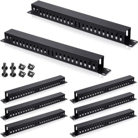 8 Pack 1U 19 Inch Cable Manager 24 Slot Horizontal Rack Mount Cable Rack Server Rack Cable Management Cable Organizer Raceway Metal Finger Duct with Cover and Screw for Wire Network Wall Cord, Black