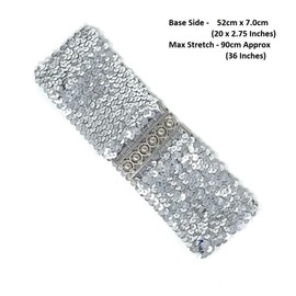 Cadoline Women Sequin Elastic Stretch Wide Narrow Belt Waist Band Corset Sequin Women, silver