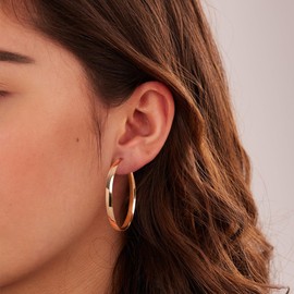 EXGOX Hoop Earrings 925 Silver for Women 5 mm Wide Hoop Earrings Silver 925 Large Hypoallergenic 14K Gold-Plated Earrings Gold Hoop Earrings for Women 30/40/50/60/70 mm, Sterling Silver