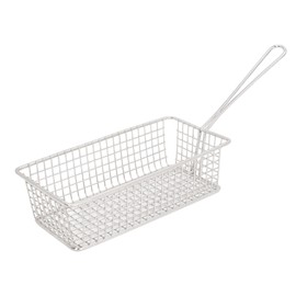 Stainless Steel Deep Fryer Basket with Long Handle Multifunction Easy to Clean Frying Basket for Kitchen Restaurant Home Commercial Use Rectangular, Medium