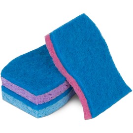 Smart Design Non-Scratch Cellulose Smart Scrub Sponge - Set of 3 - Ultra Absorbent - Ergonomic Shape - Cleaning, Dishes, & Hard Stains - Blue