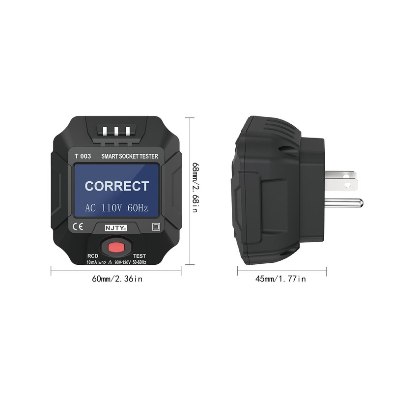 NJTY 90~120V US Plug Socket Outlet Tester Smart Socket Tester