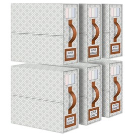 FGNTWP 6 Pack Bed Sheet Organizers and Storage, Foldable Sheet Organizer for Linen Closet, Fabric Bedding Storage Box with Window for Bedsheets, Duvet Cover and Pillowcase