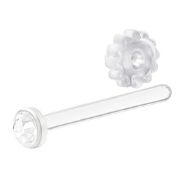 stelino Women's Tempered Glass Earrings with Jewel Stones, Binaural Piercer, Cartilage, Navel, 1 Pair Keep, Catch, Hypoallergenic, Glass, Rhinestone