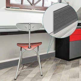 LSGCQ Flexible Baseboard Molding Trim 4 Inch x 20 Feet Self-Adhesive Vinyl Wall Base Peel and Stick Cove Base Rubber Wall Moulding Trim (Wood Grain Dark Gray)