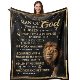 Henazin Christian Gifts for Men, Christian Blanket 60"X50", Catholic Gifts, Religious Gifts for Men, Man of God Gift, Baptism Gift, Bible Inspirational Spiritual Gifts for Dad Son Husband