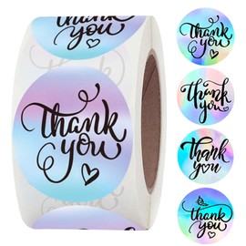1 Roll Thank You Stickers 500 Pcs Thank You Label Packaging Gift Wrap Stickers Label Stickers for Birthdays, Weddings, Graduation Gift Sealing Labels for Gifts Wrap(Colorful,Size:1inch)