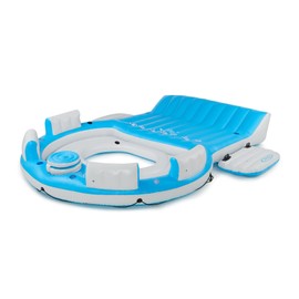 Intex Intex 56299EP 145 x 125 x 20 Inch Splash N Chill Inflatable Lake and Pool Relaxation Island Lounger Seat for up to 7 Adults, Blue and White