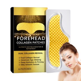 6pcs Collagen Forehead Wrinkle Patches,Gold Forehead Patches For Wrinkles,Natural Forehea/d Anti Wrinkle Patch/es For Fine, Frown,Smile Lines,Collagen Patche/s,Face Forehea/d Patche/s For Wrinkles