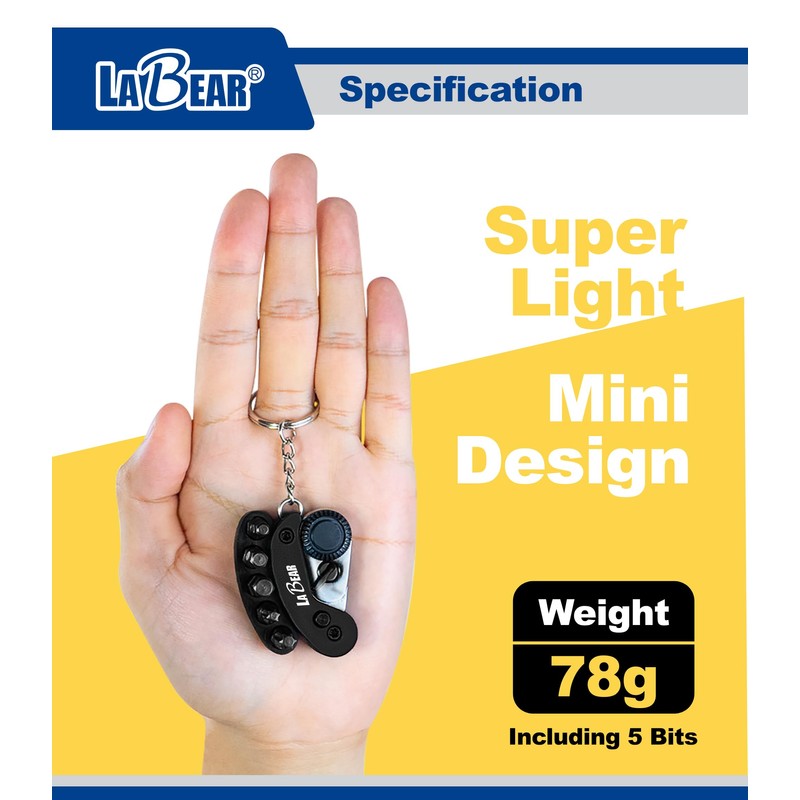 LABEAR - Golden Mini Folding Ratchet Screwdriver Set, 72-Tooth Reversible