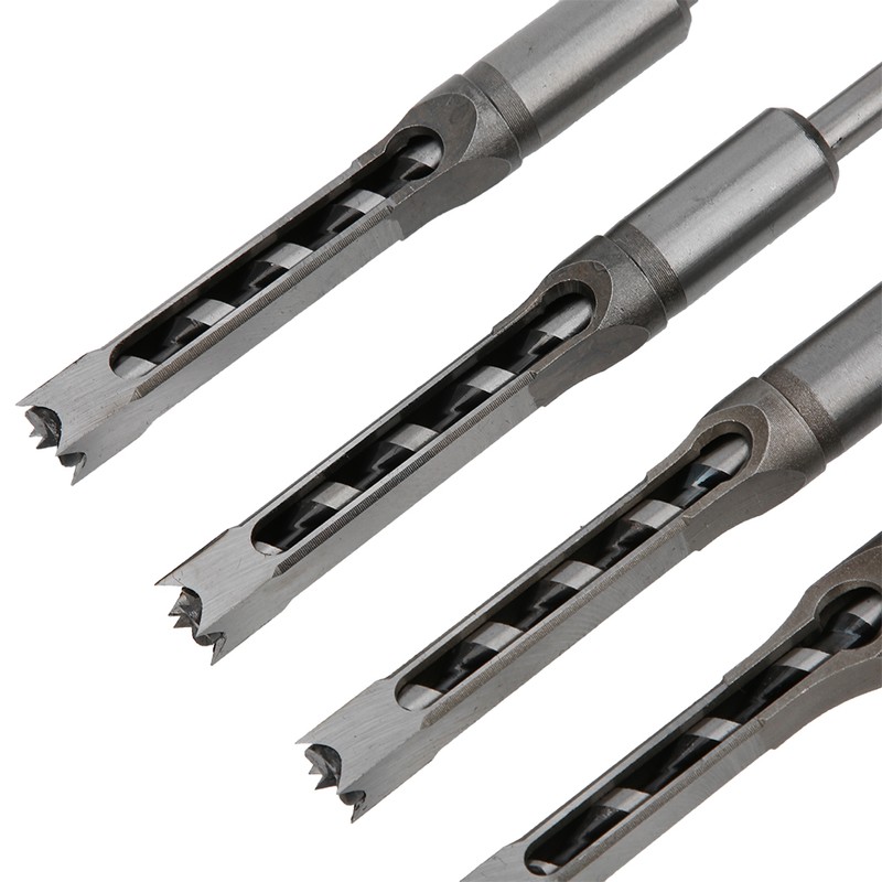 4Pcs Square Hole Drill Bits Woodworking Bearing Steel Wood Drilling