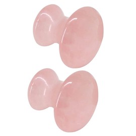 Uonlytech 2Pcs Tool Rose Quartz Mushroom Face Massager Health Jade Stone Mushroom Scraping Massage Tool for Home Spa, Random Color