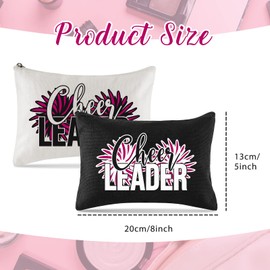 Flutesan 18 Pieces Cosmetic Cheer Bag Cheerleader Gifts Canvas Cheer Makeup Case Portable Travel Cheerleading Bag Toiletry Zipper Pouch for Teen Girls Women Teammates, 2 Colors