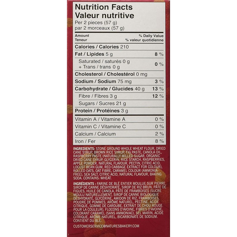 Nature's Bakery Fig Bars (Pack of 6), Whole Wheat Raspberry,