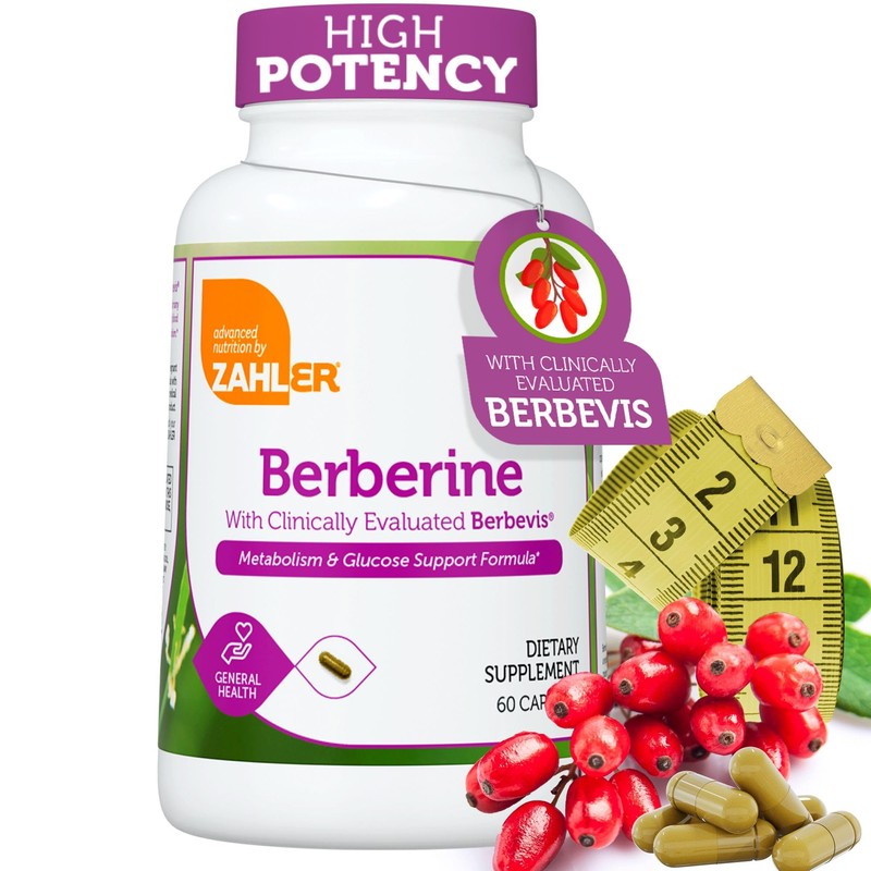 Zahler Berberine with Clinically Evaluated Berbevis, Metabolism and Glucos Support