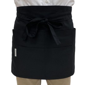 Tomaseni Cotton Blend Waist Apron One Size Fits Most, 102 Uniform, Short Length, Garcon, Cafe Apron, black a