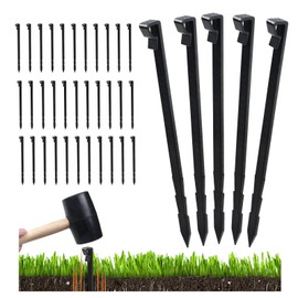 50 Pcs Landscape Edging Anchor Stakes,8.5 in Heavy Duty Plastic Border Stakes,Black Garden Anchoring Spikes for Paver,Edgings Garden Lawn, Fence Barrier
