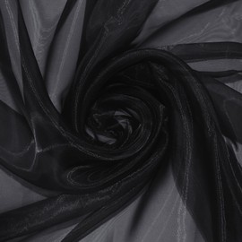 P Pothuiny Sheer Organza Fabric by The Yard, 1 Yard x 60 Inch Wide Bridal Black Organza Tulle Fabric Roll Shiny Gauze Fashion Dress Sewing Craft for Wedding Party Decorations Backdrop
