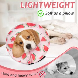 Wsetyy Inflatable Dog Collar for After Surgery, Soft Dog Donut Collar, Inflatable Dogs Cone for Large Medium Small Dogs and Cats (Small Watermelon, M)