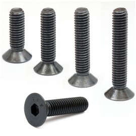 MonsterBolts - #5-40 x 3/16" Flat Head Socket Cap Screws, ASTM F8356, Alloy Steel, Black Oxide, 10 Pack