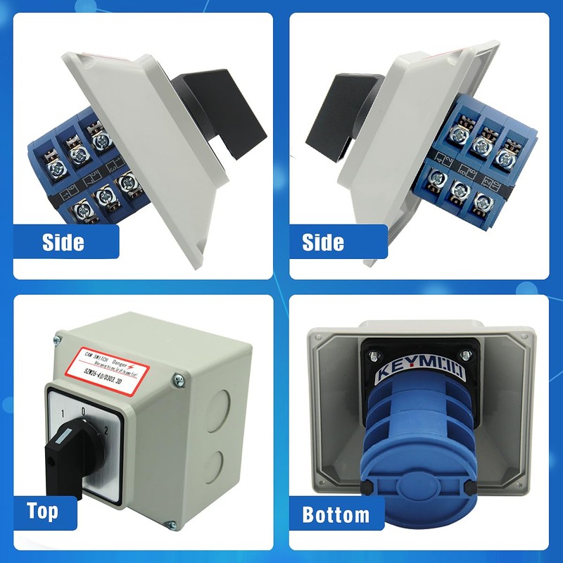 KEYMOO 40A Rotary Changeover Switch with Exterior Box, 3 Position
