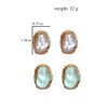 2 Pairs Exquisite Irregular Baroque Pearl Gold Stud Earrings for