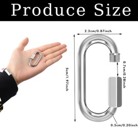 DAJISI 6Pcs Heavy Duty Clips Chain Connector Quick Links Quick Chain Links D Shape Locking Quick Link Chain Connector Carabiner Chain Connectors for Outdoor Hiking Camping Swing Hammock