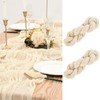 Eviznbou Beige Table Runner 2 Pcs 90x300cm Rustic Gauze Fabric